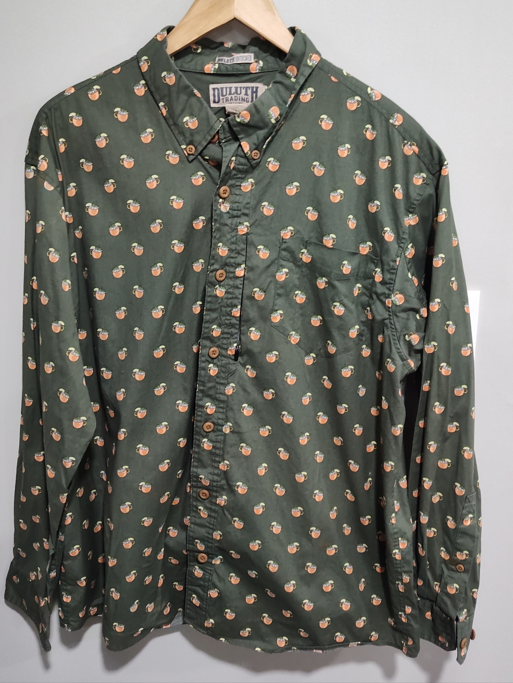 Duluth Trading Co Untucked Moscow Mule Long Sleeve Button Shirt Men's Large